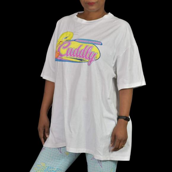 Vintage Tweety Bird Tee Warner Bros T Shirt Graphic White Cotton Crew Neck XXL - Picture 8 of 15